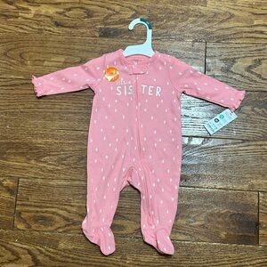 Carter's Pink and White Footies One Piece